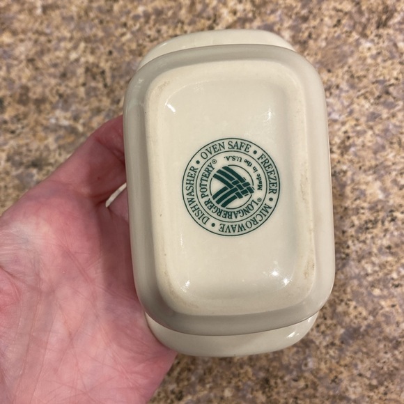 Longaberger Mini Pottery Sweetener Sugar Packet Holder Ivory and Green Vintage - Picture 14 of 17